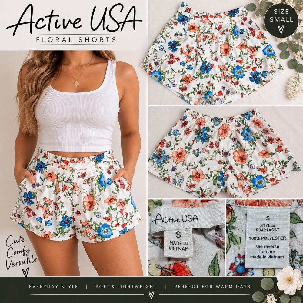 Active usa floral high rise flowy